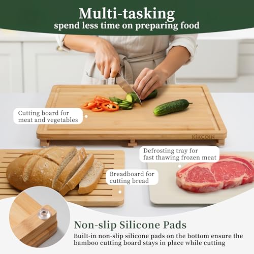 Bamboo Cutting Board Set with Thawing Tray & Organizer - $39.98 - Image 3