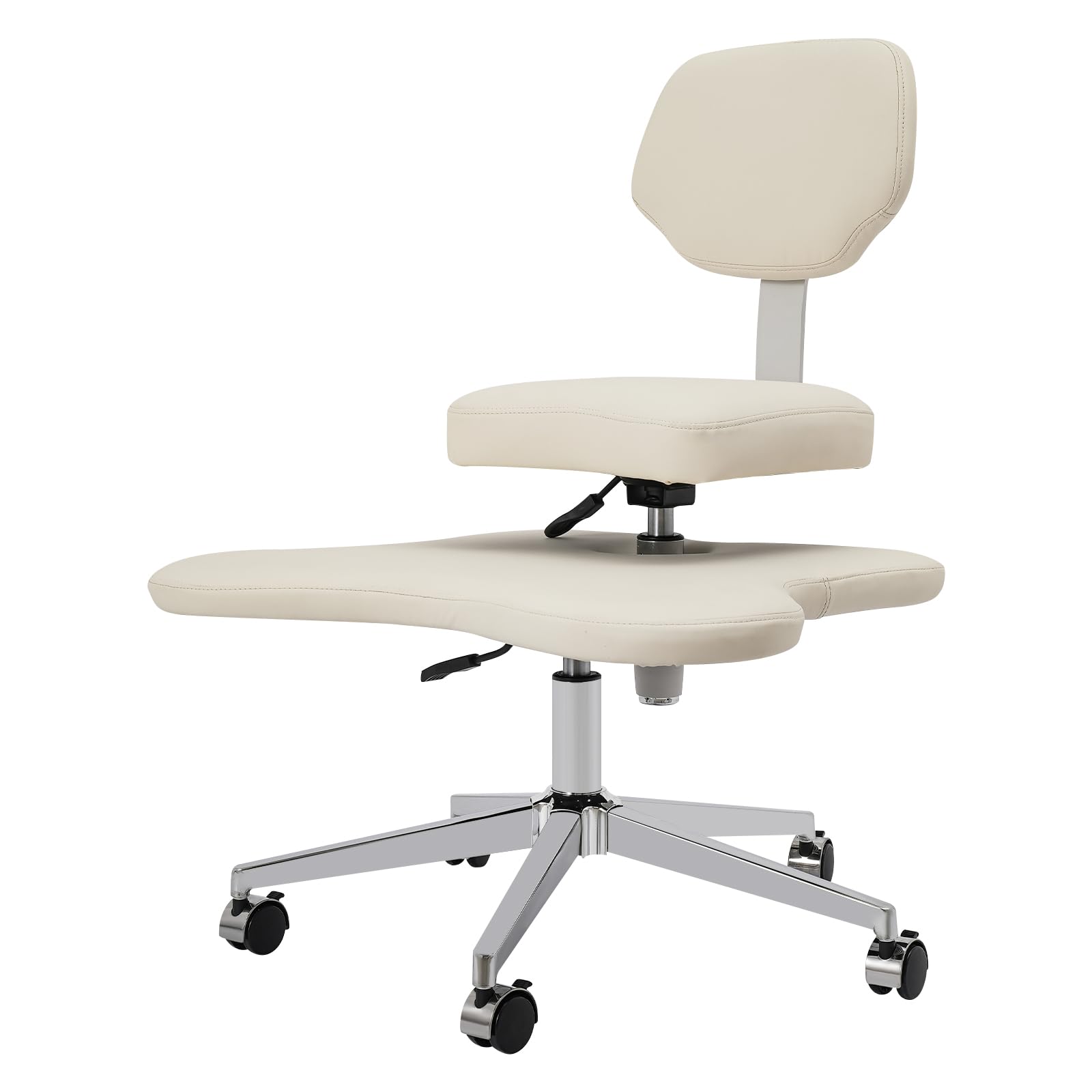 Krzesło biurowe do medytacji z 5 kółkami, krzyżowe nogi, nośność 130 kg, ergonomiczne, do biura, domu, kolor biały