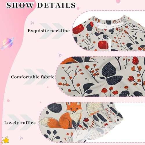 ALAZA Fox Fruit Leaf Girls One Piece Swimsuit Long Sleeve Rash Guard Swimsuits UV 50+ Swimwear Zipper4