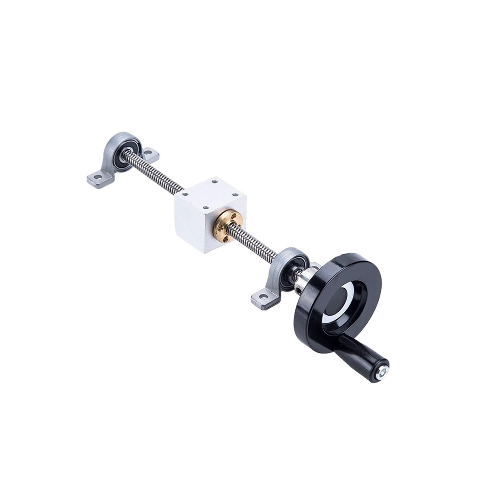 Metal Ball Screw nut end Processing 1Set 200mm-600mm T8 Lead Screw 8mm+Brass Copper Nut+Handwheel+Housing Bracket +KP08 Bearing Bracket(500mm)