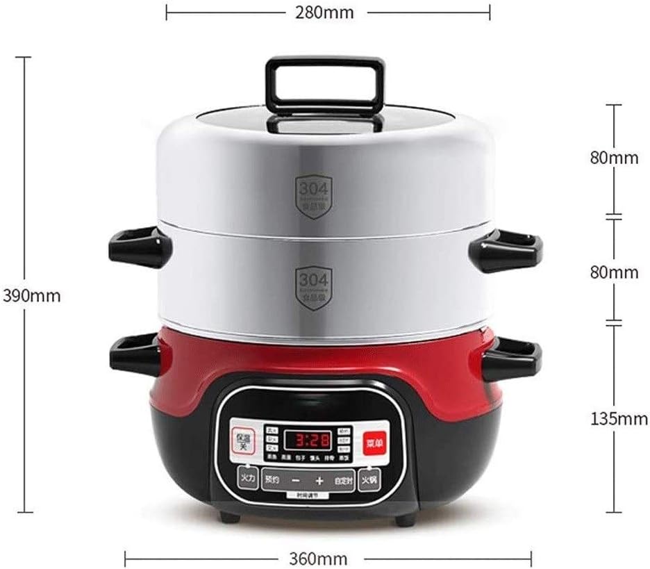 2-layer stainless steel steamer, 6 preset cooking modes, stackable baskets and powered stainless steel base for food, meat, fish and vegetable