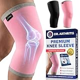 Dr. Arthritis Doctor-Developed Thick Knee Brace Support, Secure Compression Sleeve for Joint Stability (Pink, M)