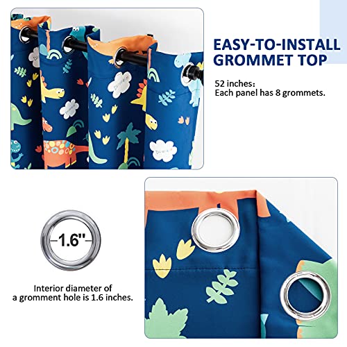 Sivio Blackout Curtains For Kids Bedroom, Grommet Top Thermal Insulated Darkening Curtains For Nursery Living Room, Dinosaur Prints, Set Of 2 Panels thumb #3