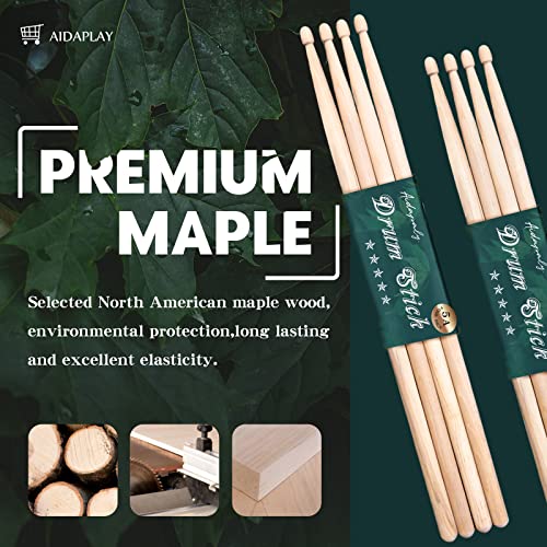 Drumsticks, 5A Classic Maple Drum Stick Wood For Children's Interest Building Practice And Band Performance, 2 Pairs #TOP3