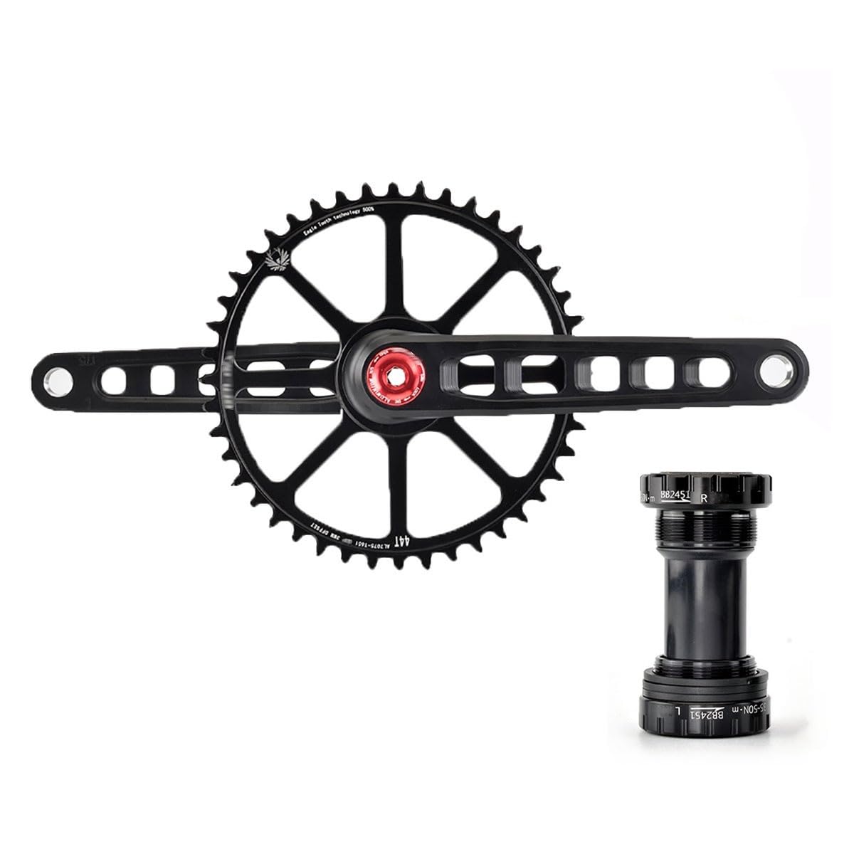 HZXQCVB 40T/42T/44T/46T/48T Chainring Crankset 165/170/172.5/175mm Bike Crank Hollow Integrated Ultralight Crank Arm Set With BB For Road Bike
