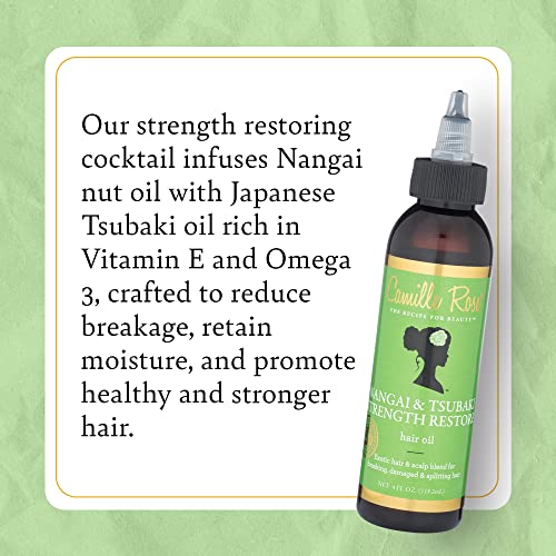 Camille Rose Nangai & Tsubaki Strength Restore Hair Oil, For Strengthening Repair And Reducing Breakage, 4 Fl Oz #TOP1