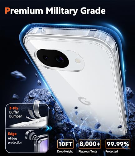Image of FNTCASE for Google Pixel 10a Case: Clear with Screen Protector | Anti Yellowing Military Grade Drop Protection Cell Phone Cover, Rugged Shockproof Protective Bumper Transparent Cases
