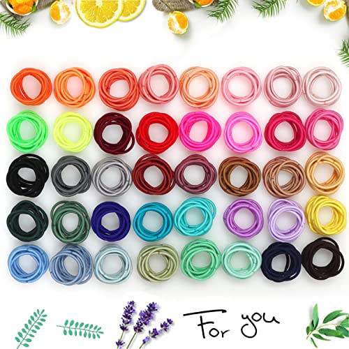 image for WillingTee 400PCS Multicolor Hair Ties, No Crease Elastic Ponytail Hol