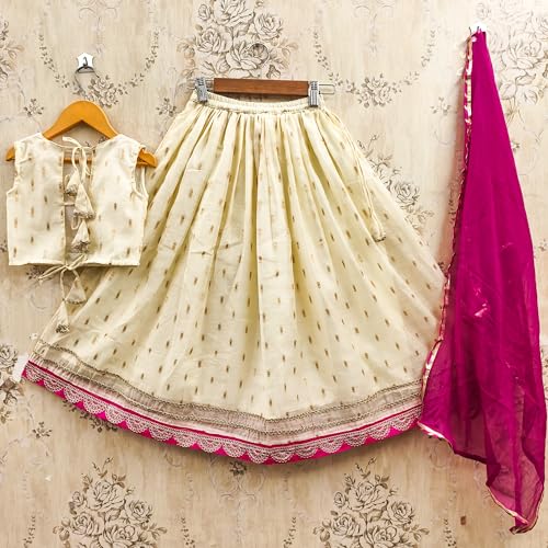 Image of Kids Traditional Lehenga Choli Set with Embroidered Pink Choli & Dupatta