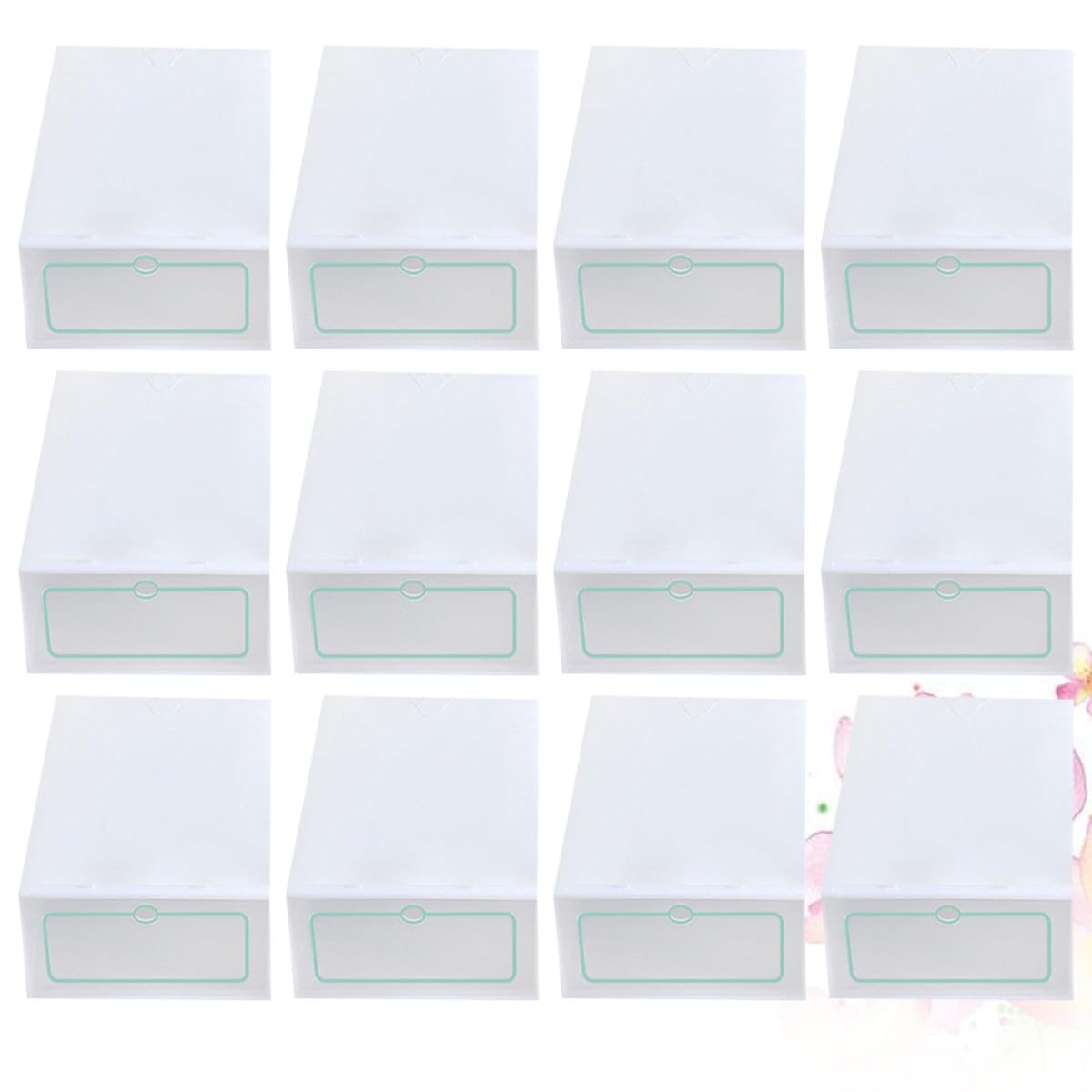12 Stück Stapelbare Schuhkartons aus Dickem Weißem Kunststoff mit Transparentem Design zur Schuhaufbewahrung unter Bett oder Kleiderständer