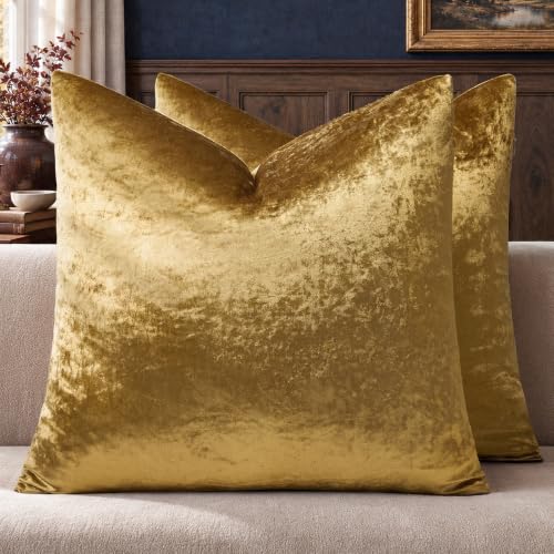 GIGIZAZA Gold Velvet Pillow Covers 18x...