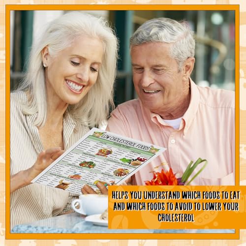 Image of Sinload 12 Pcs Cholesterol Lowering Food List Poster List Foods to Lower Cholesterol Grocery Guide High Fiber Diet Chart Kitchen Wall Decor