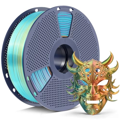 Image of SUNLU Silk Tri Color PLA+ Filament 1.75mm, Red Yellow Green 3-in-1 Coextrusion Multi Color PLA Filament, 360Color-Shifting Chrome-Like Shine, ±0.02mm Accuracy, 1kg Reusable Spool (2.2lbs)