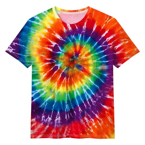 Tie Dye Shirts for Men Women, Short Sleeve Mens Tie Dye Shirts, Mens Women Rainbow Tie Dye T Shirts