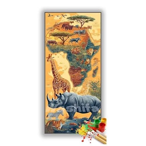 �������G ���� �n�} �����h��G �L�b�g DIY ��l ���S�Ҍ��� �f�W�^�����G ��h�� �����L�b�g�ɂ��G�� Paint By Numbers �A�N�����y�C���g ���ʉ� �����Ńy�C���g �z�[�� �I�t�B�X���� �M�t�g 50x100 cm, �t���[���Ȃ�