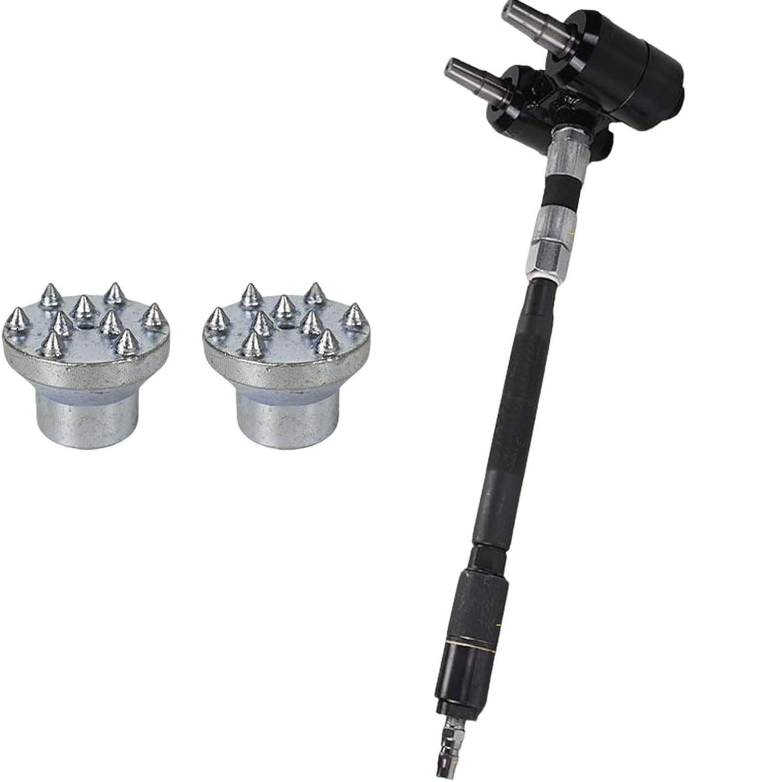 XNXYSMKJ Double Head Pneumatic Bush Hammer, Long Handle Scabbling Hammer w/Shock-Absorbing Design, High Frequency 2×2100bpm, 6-8 M2/h Working Efficiency (9)