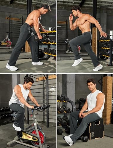 PINSPARK Pantalones de chándal para hombre, de algodón, pantalones deportivos ligeros, pantalones de chándal, cintura elástica con cordón, pantalones de entrenamiento con bolsillos, pantalones de yoga - imagen 6