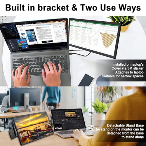 Image of 14.1'' Laptop Screen Extender, FHD IPS Portable Monitor, 360 Rotatable Dual Monitor for Laptop, Extender Connected with Type-c /hdmi, Support PC /Mobile Phone, Black