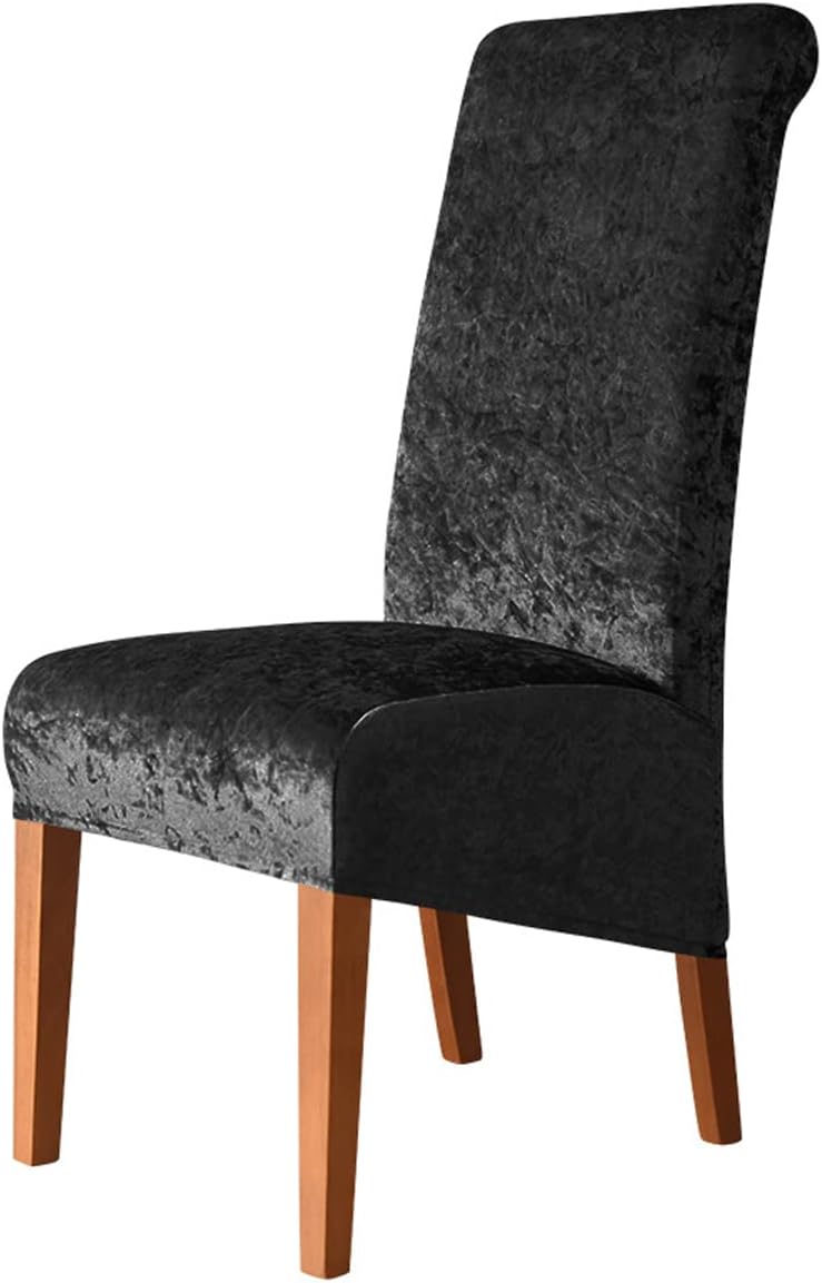 Stretch Dining Room Chairs Velvet Chair Slipcovers Armless Seat Covers Chair Protector Cover for Dining Room Living Room,Black