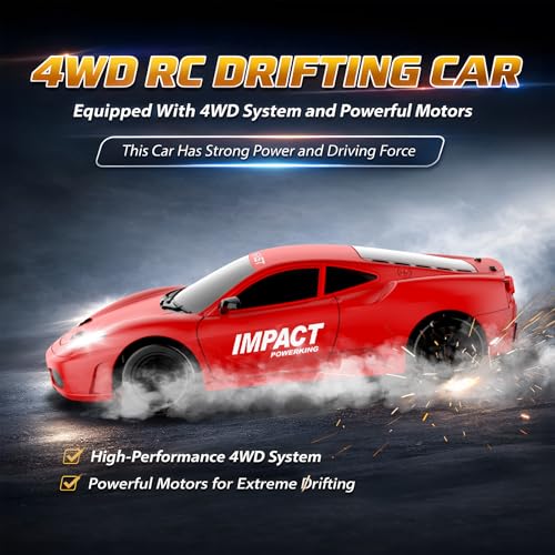 Image of Remote Control Car RC Drift Car 2.4GHz 1:24 Scale 4WD 15KM /H High Speed Model Vehicle with LED Lights Drifting Tire Racing Sport Toy Car for Adults Boys Girls Kids Gift