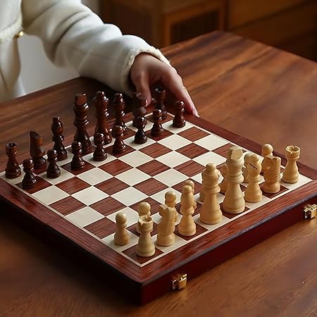 Jogo Xadrez Clássico Profissional Grande 40x40 Luxo Tabuleiro 100% Madeira Tabuleiro Dobrável Peças