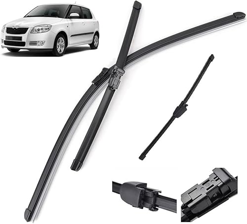 Juego de limpiaparabrisas delantero y trasero compatible con Skoda Fabia 5J Hatchback 2006-2013 parabrisas ventana 21, 21, 13 pulgadas