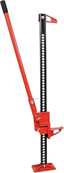 High Lift Farm Jack - 60" Ratcheting Utility Jack with 3 Ton 6,600 Lb Capacity, Car Jack Adjustable Range 6" to 55" for Cars,Trucks, ATVs,and SUVs,Red