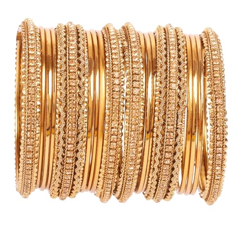 Bracelet indien grand diamètre en strass jaune pour poignet large