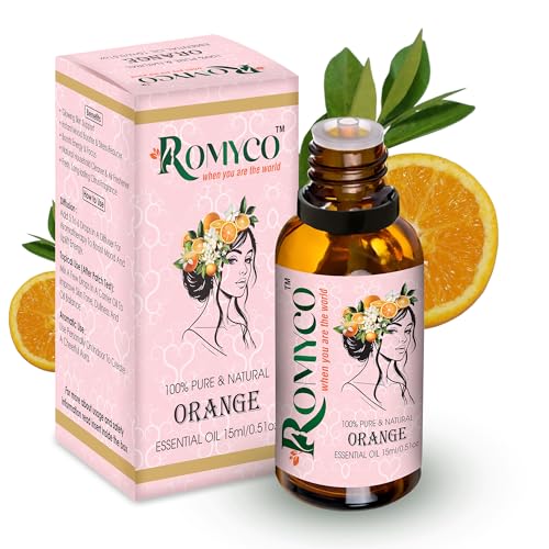 Image of Romyco Sweet Orange Essential Oil 30ml for Skin Care, Mood Uplift | Fresh Citrus Aroma | Aromatherapy, Use in Diffuser | Pure, Natural & Undiluted