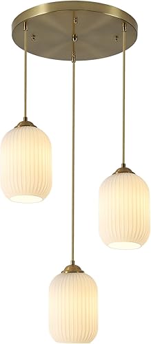 Miniatura 14 de Lámpara colgante de 3 luces de globo de color negro, lámpara colgante de cristal de leche, 3 lámparas colgantes para colgar en el techo, iluminación