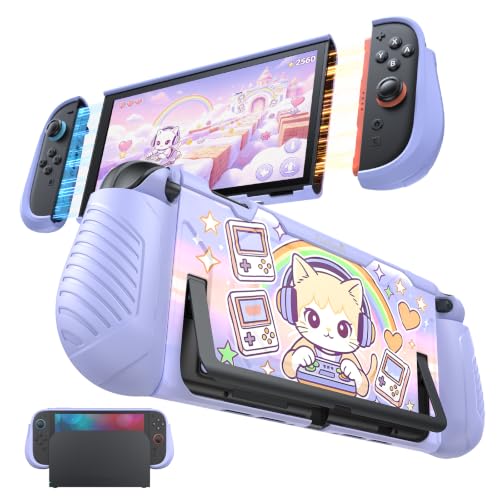 Image of FASTSNAIL Switch 2 Protective Case with Ergonomic Grip for Joycon 2(Purple)