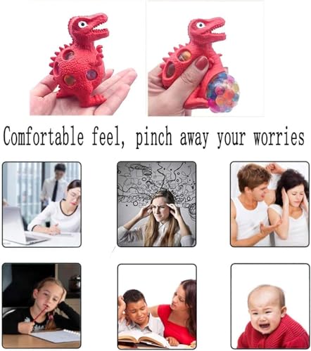 Image of Funny Dragon Pinch Toy - Pack of 2 - Squishy Dinosaur with Pop-Out Eyes | Stress Relief Squeeze Toy for Kids & Adults (Multicolor)