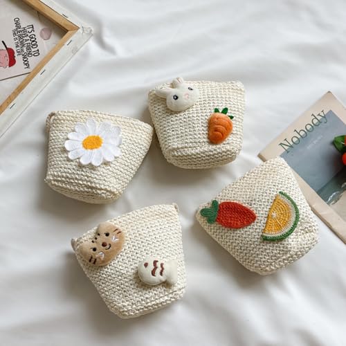 Women Girls Mini Crochet Crossbody Purse, Cute Straw Beach Shoulder Bag Small Wallet Pouch Hangbag3