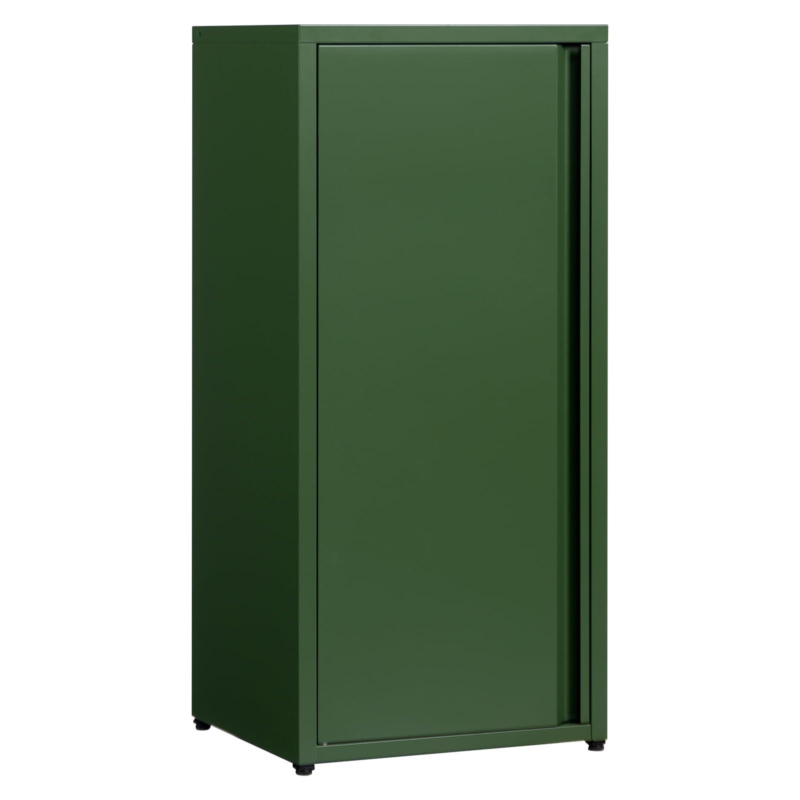 HollyHOME Metal Storage Cabinet One Door Hallway Side Cabinet, Magnetic Clasp Office Storage Unit, Adjustable Shelves File Cabinets for Living Room, Dark Green