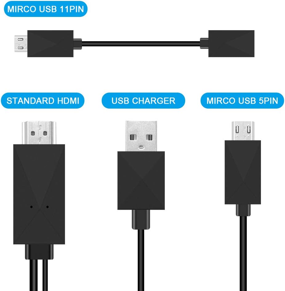 Yinguo Micro USB To HDMI Converter Cable 6.5 Feet 1080P HDTV Adapter for Samsung Galaxy S5 S4 S3 Note 3 (N5100 N9000 N9006) Note 8.0 Note 2 HTC LG Sony Android Phone (Not for Galaxy S6 S7 S7 Edge S8)