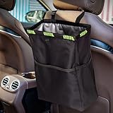 Ginsco 3.5 Gallons Large Capacity Hanging Car Trash Bag, Reusable Car Trash Can, Leakproof Car Garbage Bag, Foldable Waterproof Car Organizer Cooler with 4 Pockets for Camping Traveling