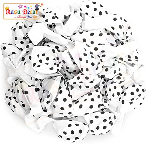 Image of RasuDecor 20 Pieces 12 inch Polka Dot Latex Balloon White and Black Dot Balloons, 12 Inch Latex Polka Dots Balloons for Kids Women Men Birthday Easter Engagement Wedding, Halloween Party Supplies Decor #RasuImpex (20Pcs 12 inchPolkaDotWhiteBlack)
