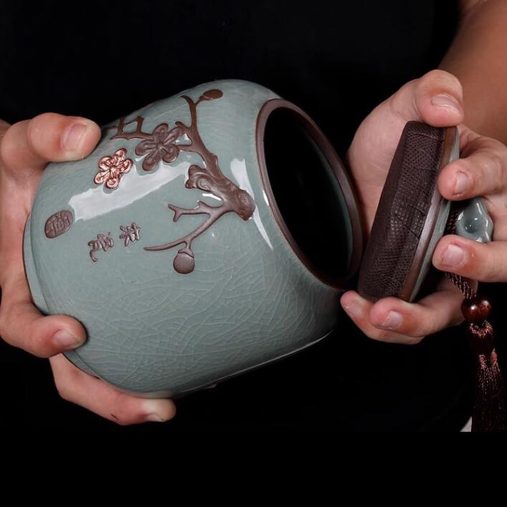 china tea tin， Ceramic Tea Canister For Loose, Household Sealed Storage Jar, 800ML