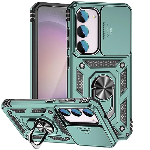 Coque Samsung S23 FE antichoc avec béquille verte protection caméra magnétique