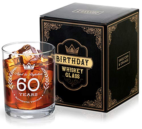 SWEETZER & ORANGE 60th Birthday Whiskey Glass for Men and Women - Vintage