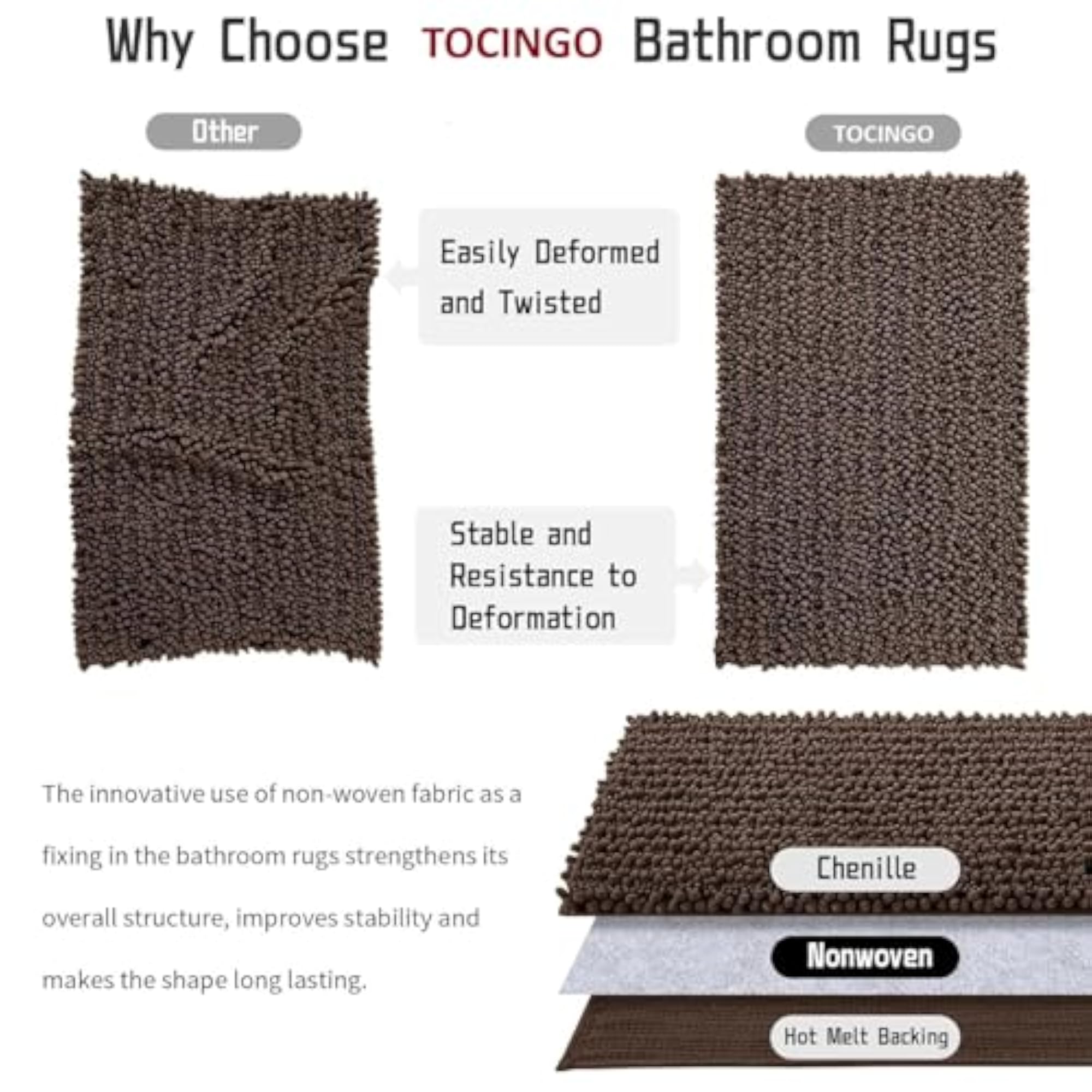 Washable Plush Shaggy Bath Carpet for Bathroom