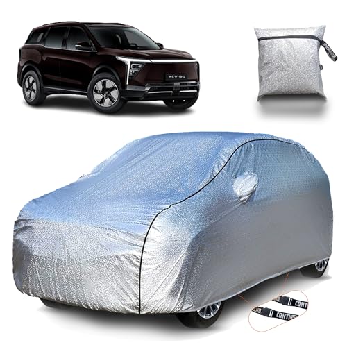 Image of Continental [SilverGuard] Dual Belts Extra Protection XEV9S Car Cover (2025-2026) Build with Triple Stitched, Waterproof & Dustproof Car Cover for XEV9S (Metallic Silver).