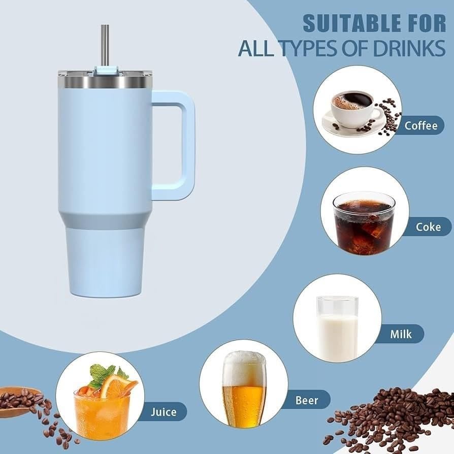 Image of Digital Wave 1200ML PlasticTumbler with Handle & Straw, Double-Wall Vacuum Insulated, Leak-Proof Travel Sipper Multicolor