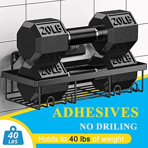 Auchic Shower Caddy,Shower Shelves [6 Pack],Adhesive Bathroom Shower Organizer Suction,No Drilling,Rustproof Stainless Steel Shower Soap Holder For Inside Shower,Black #TOP4