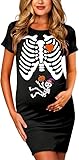 Womens Halloween Pregnancy Dress Mommy to Be Baby Shower Funny Costume Skeleton Maternity Dresses Black L