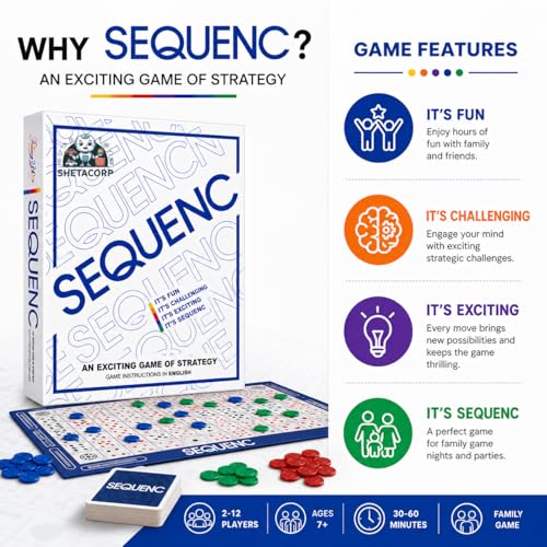 Image of The Original Shetacorp Sequenc, Strategy Game, Card Game, Board Game for Kids, Adults, Families, Educational, 2 to 12 Players, Activity Toy for Childrens, Gift Set for Kid, Ages 7+Year