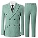 Solove-Suit Men's 2 Pieces Suit Casual Double Breasted Fashion Plaid Tuxedos for Wedding Groomsmen(Blazer+Pant)(Silver,M)