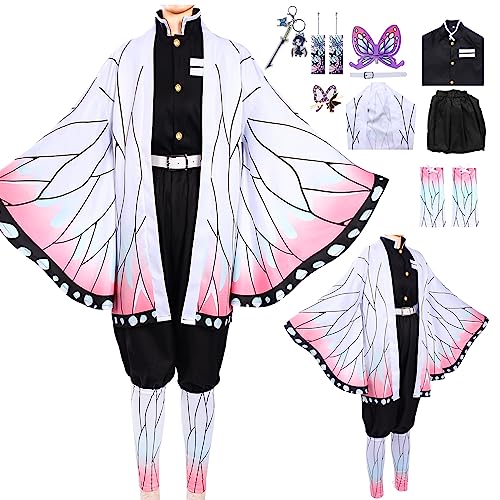 Amycute Disfraz de cosplay Demon para niño, Demon Anime Disfraces con accesorios, Nezuko Tanjiro cosplay, disfraz para carnaval, Halloween (blanco, 130)