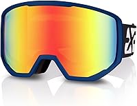 Vista 1 de EXP VISION Gafas de esquí/snowboard para hombres y mujeres, gafas de nieve OTG antiniebla con protección UV Marco azul rojo
