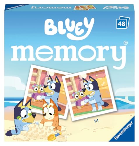 Ravensburger - Memory Mini | Bluey brinquedos | jogo de memória crianças | jogo criança 3 anos ou mais, 48 cartas Bluey | jogos educativos para crianças de 3 anos